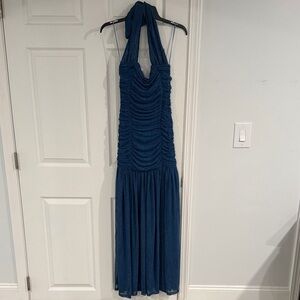 Luxxel Navy Backless Halter Dress